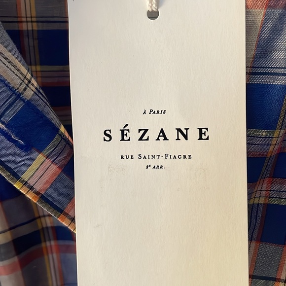 PRETTY & PREPPY! Gorgeous NWT Sezane plaid button front dress 38 <3 - Picture 3 of 7